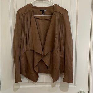 🍀Aqua Tan Waterfall Blazer size S with fringe